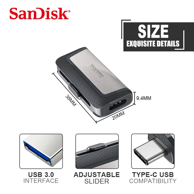 Sandisk OTG type-c и Micro USB 3 0 usb флеш-накопитель многофункциональный флешка Флешка 16 ГБ 32 64