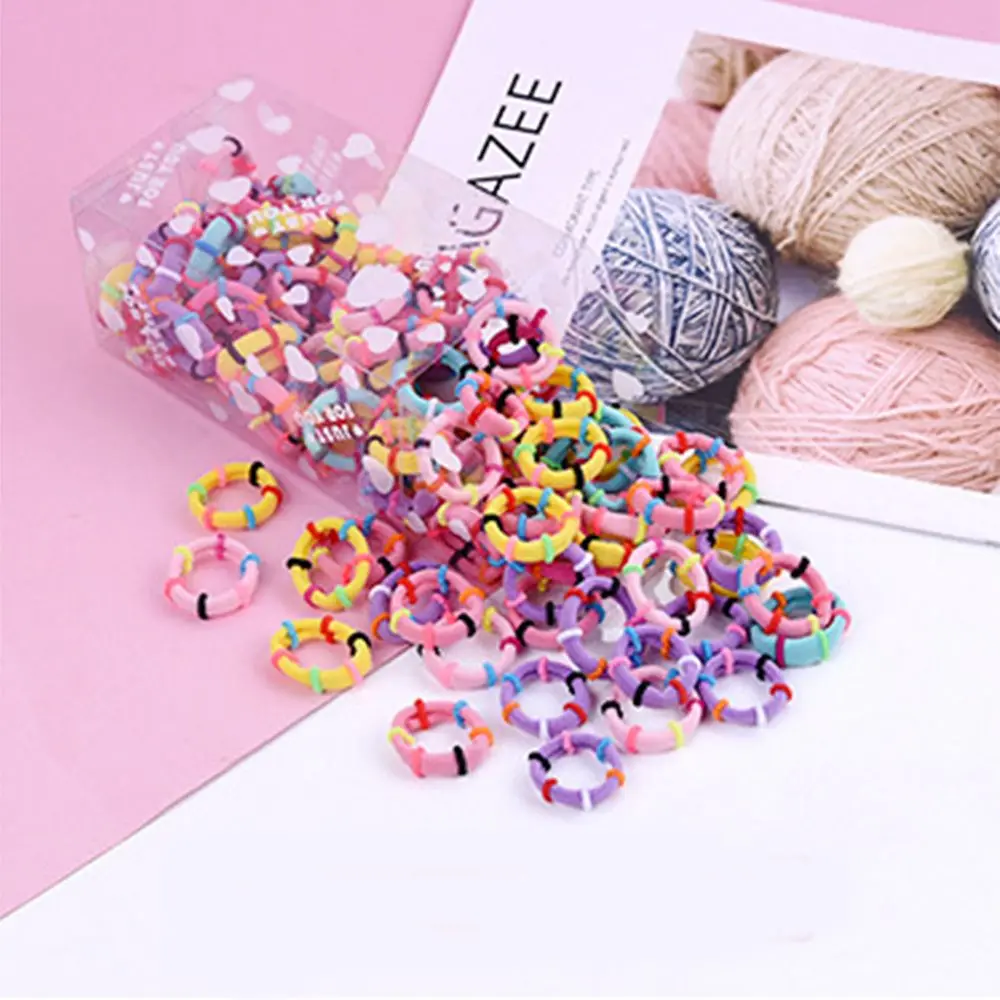 

100PCS/Lot Children Cute Small Ring Rubber Bands Tie Gum Ponytail Holder Elastic Hair Band Headband Girls Hair Accessories