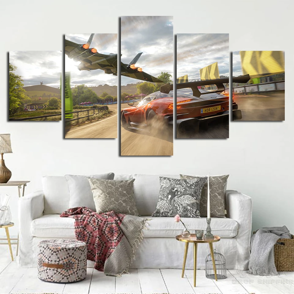 Модульный холст постер 5 панель Forza Horizon 4 гостиная настенные печатные картины