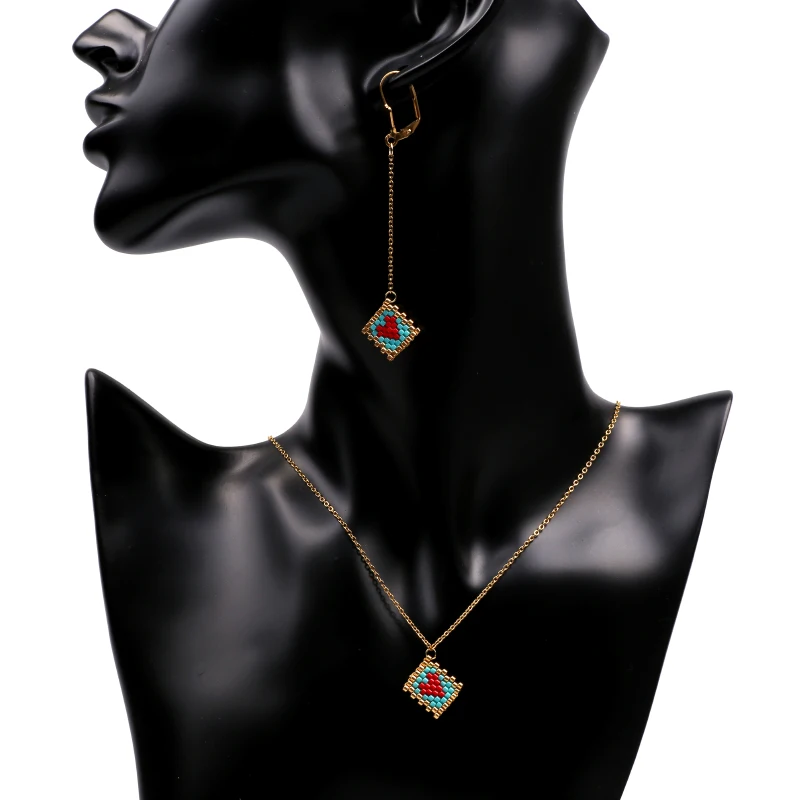 FAIRYWOO милые серьги в форме сердца Миюки Бохо ювелирные изделия Красные Свадебные