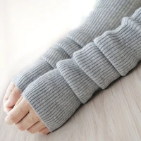 autumn winter 40 50 60 cm womens wool arm warmers knitted woolen arm sleeve solid fine long knitted fingerless gloves wholesale