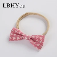 10pcslot girls soft nylon headbands one size fit most cotton linen pattern bows hairbandsbaby hand tie hair accessories