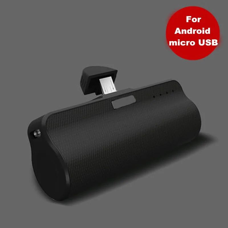 Black-micro USB Милый мини-чехол для зарядного устройства type-C для huawei P20 Lite/Pro/Honor 8X power Bank, чехол для зарядки iPhone Xiaomi 8 - Цвет: Black-micro USB