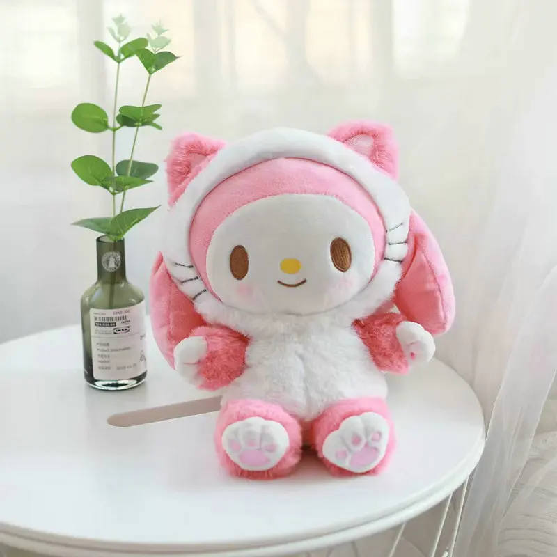 pink doll Фиолетовый Аниме кролик плюшевые игрушки для девочек мягкие Мультяшные аниме куклы игрушки для детей девочка бант Кот кролик игрушки подарок - Цвет: pink doll