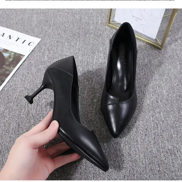 

Women Pumps Shoes Fashion Microfiber Solid 3cm & 5cm & 7cm Thin High Heel Pointed Toe Slip-On Casual Lady Wedding Female Shoes
