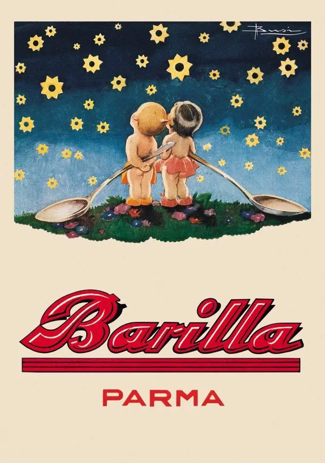 Винтажный рекламный постер с едой Barilla Parma Классические Постеры из крафт-бумаги