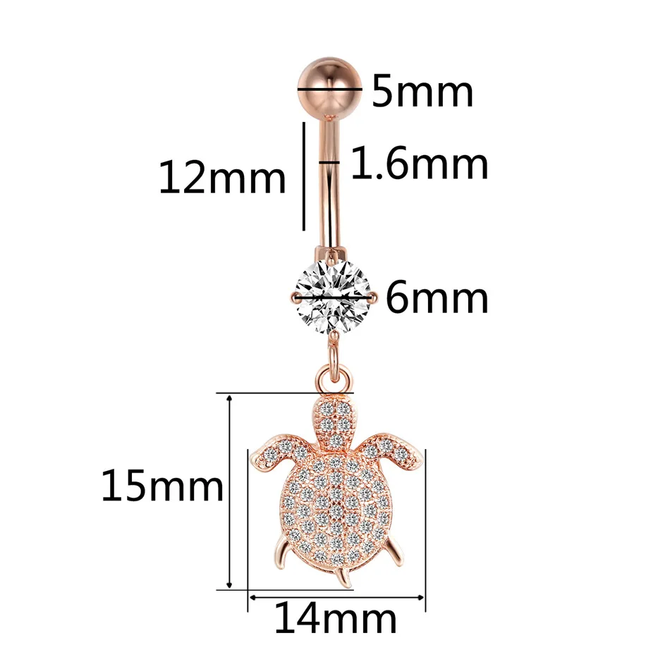 Кольца для пупка женские Милые Пляжные ювелирные украшения в виде черепахи