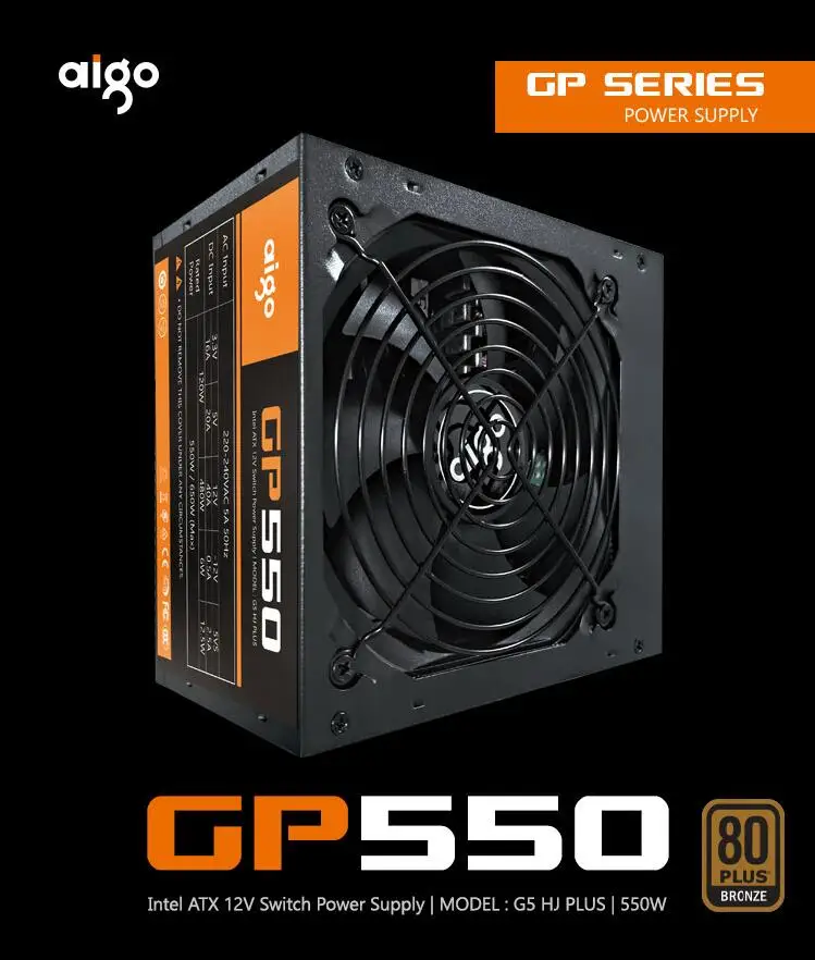 Aigo GP550 Active Power 80PLUS BRONZE Desktop Power Supply E-sports Rated 550W maximum power 800W.computer power supply