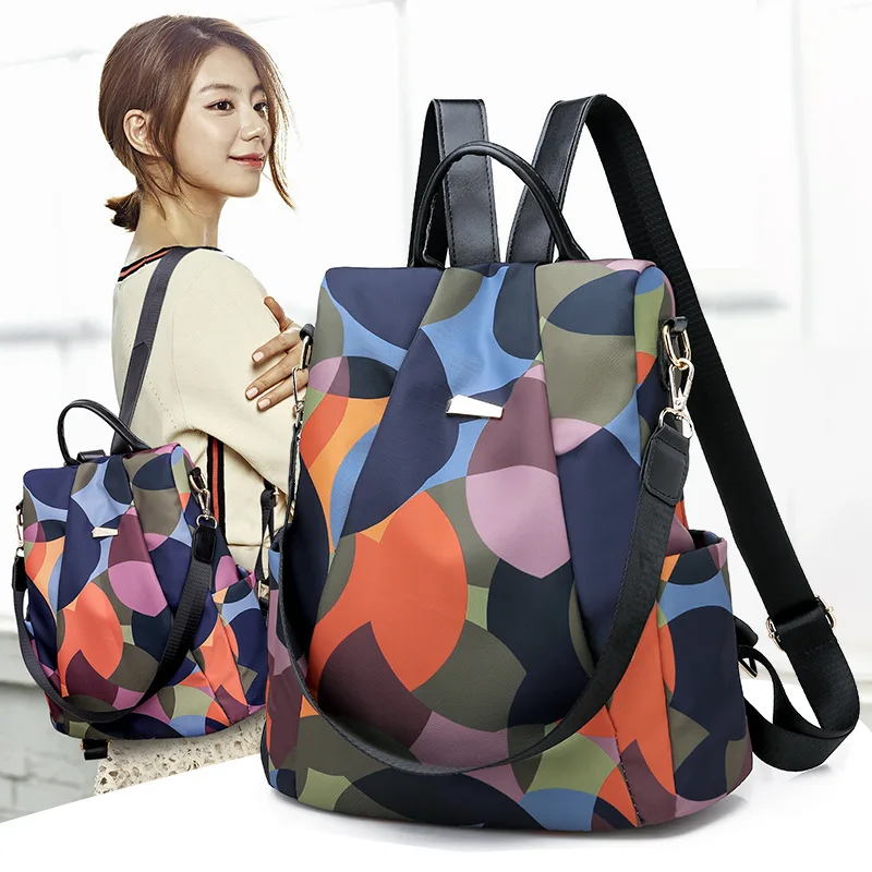 

Fashion Backpack Nylon Charge Computer Camouflage Anti-theft Waterproof Bag for Women Oxford Cloth Student Bag Teenage JMD459