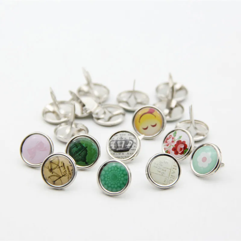 20pcs15mm смешанный узор с круглой металлической Brads DIY Фотоальбом выводов Декор