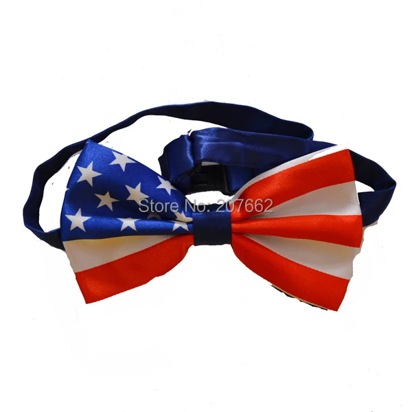 

100pcs/lot Novelty Polyester Bowtie Noeud Papillon Men Women Bow Tie Colorful Self Tie Neckwear American/USA Flag Bow Ties