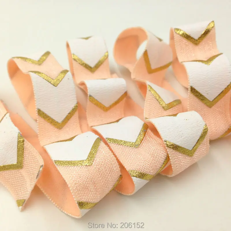 Персиковая Складная эластичная лента с принтом со стрелками 5/8 дюйма складная в