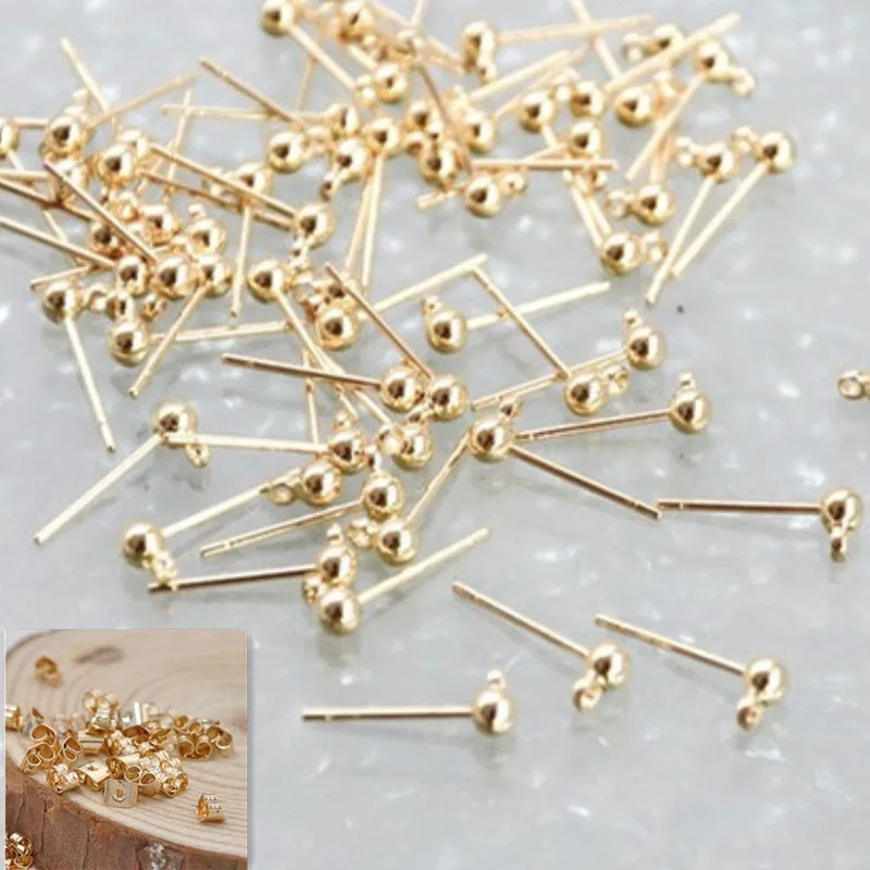 Gold Set 20 шт, нержавеющая сталь, 3 мм, круглые серьги-гвоздики, с петлей, бижутерия; серьги-подвески - Цвет: Gold Set