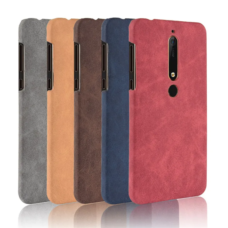 For Nokia 6 2018 Case 6.1 5.5 Plastic Hard PU Leather Phone TA-1043 TA-1068 Back Cover |