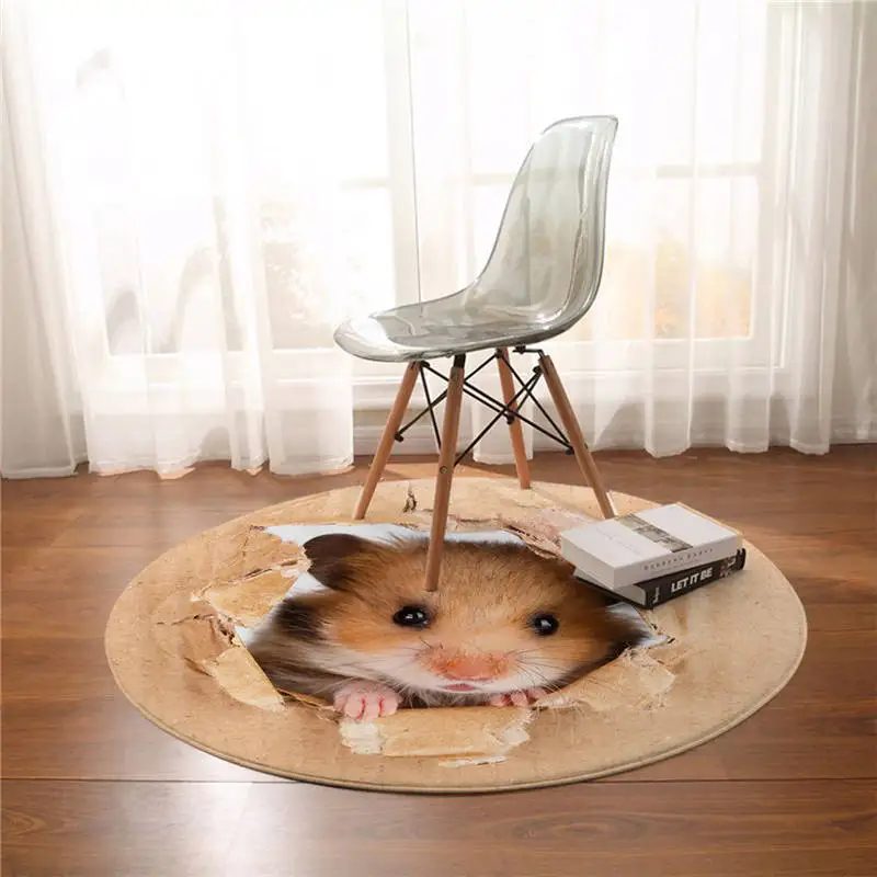 Hamster Постельные принадлежности Outlet хомяк круглый ковер бумажная печать области коврики 3D Яркий коричневый коврик для мыши милые животные Нескользящие tapetes 100 см - Цвет: Hamster