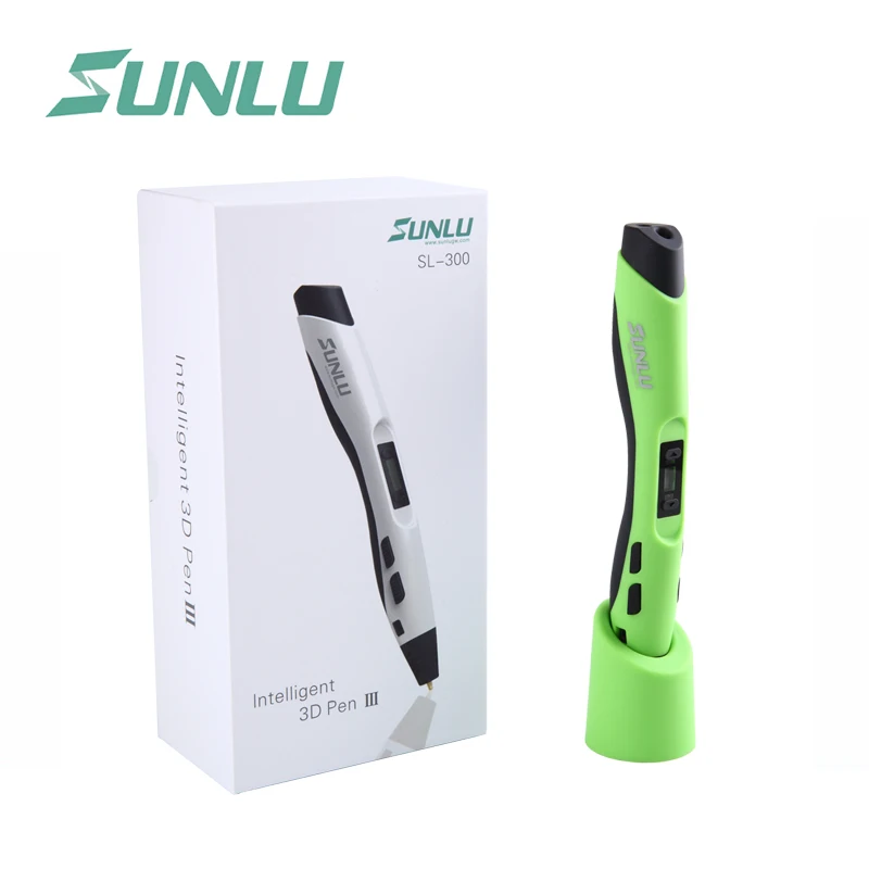 SUNLU Doodle ручка интеллектуальная 3d Ручка Sunlu оригинальная Sl-300 Caneta включает ЖК-экран расходные материалы Поддержка Pla Abs Filamen печать - Цвет: SL-300-green