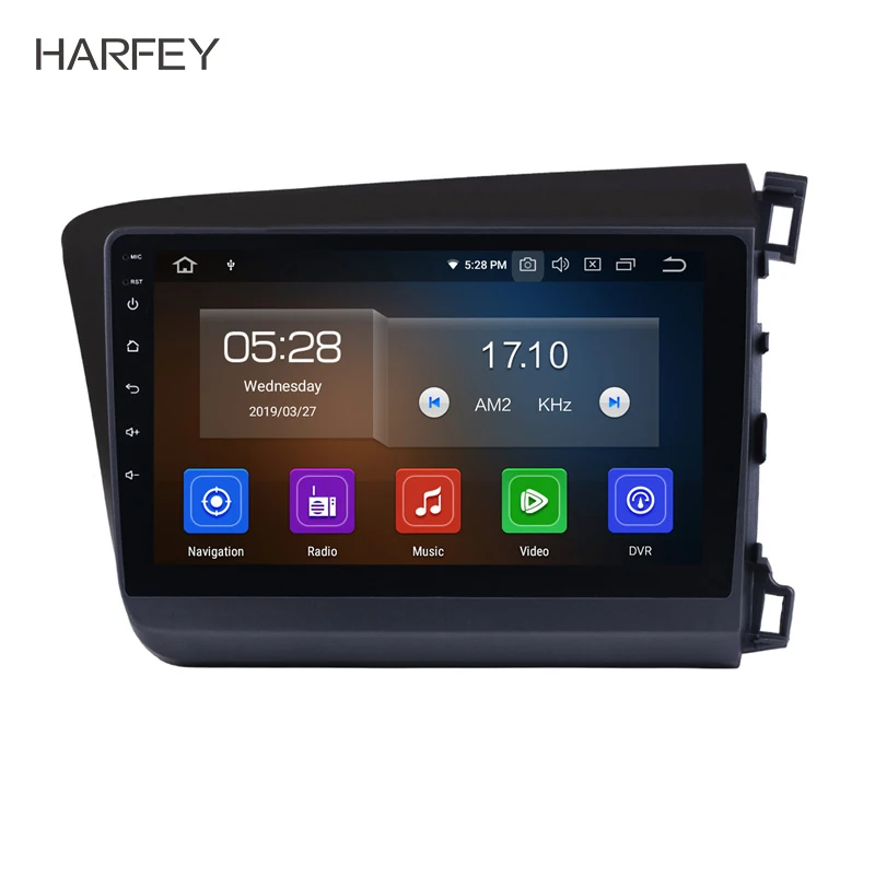 Автомагнитола Harfey для Honda Civic 10 0 4 + 64 ГБ Android 2012 9 дюймов сенсорный экран |
