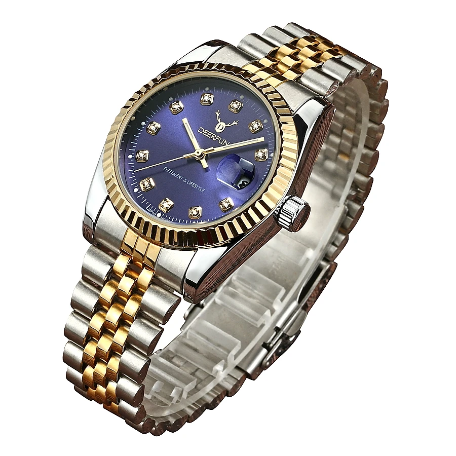 Роскошные золотые часы для мужчин Rolexable ободок сапфировое стекло нержавеющая сталь ремешок для женщин кварцевые наручные часы может плавать