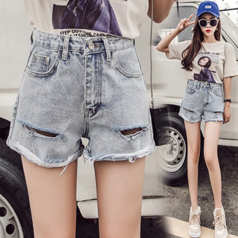 Джинсовые шорты женские HiphopSummer s Harajuku Feminino уличная одежда Высокая талия