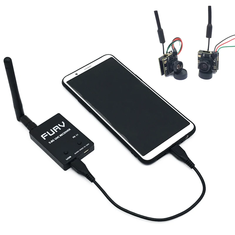 5 8G FPV приемник UVC видео Downlink OTG VR Android Phone + EWRF 7082VR передатчик 48CH VTX 700TVL 120 градусов