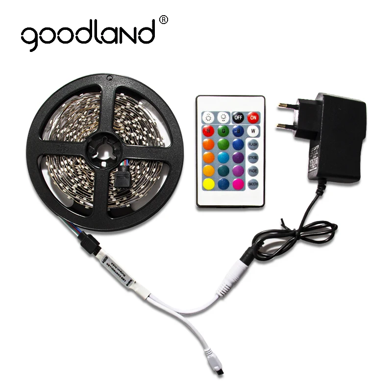 Светодиодная лента Goodland RGB 2835 SMD 5 м 60 светодиодов/м включает батарейку ИК пульт