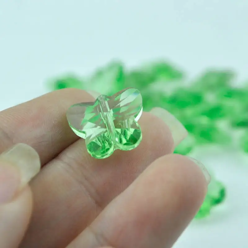 

100pcs 11x14mm Apple Green Color Butterfly Crystal Beads Animal Crystal Loose Spacer DIY Beads Crystal Glass Jewelry Beads
