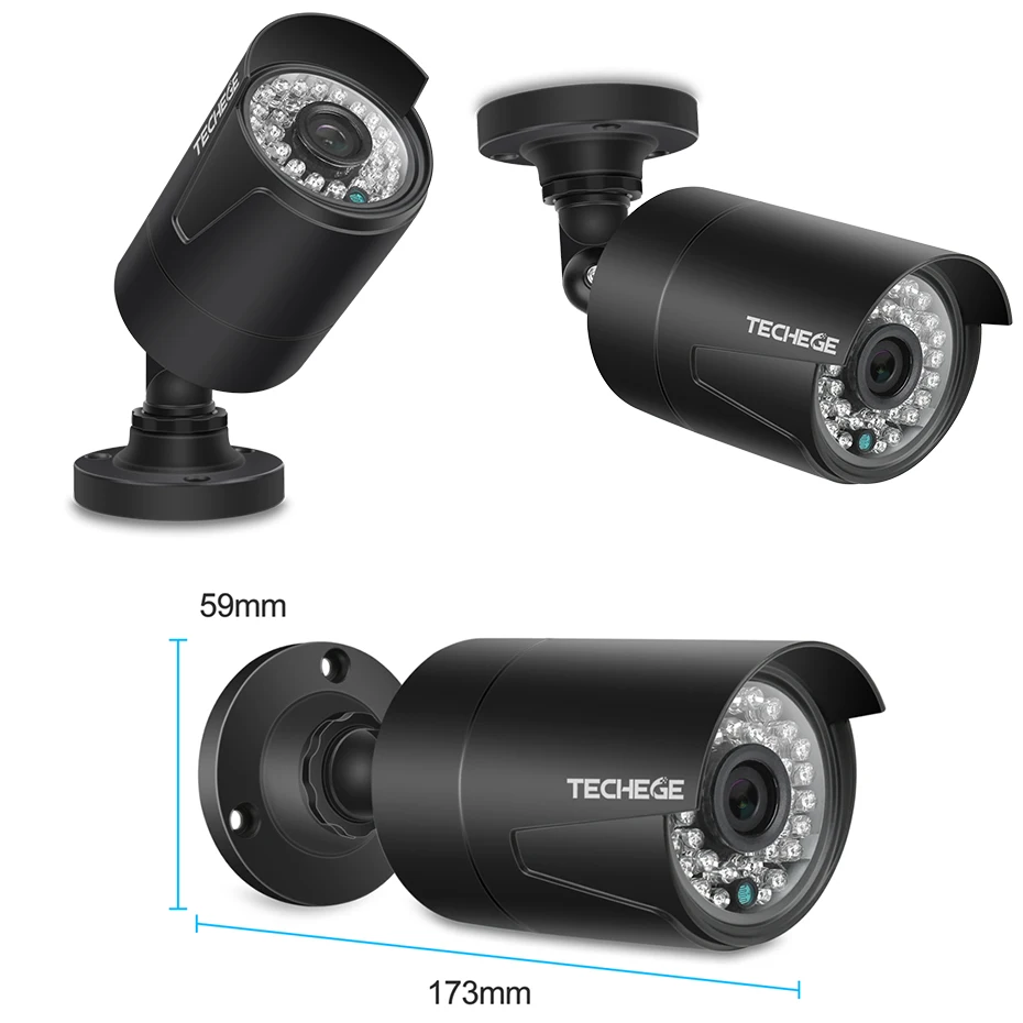 Techege H.265 безопасности Камера Системы 4CH 4MP PoE NVR комплект 4 шт. 4.0MP открытый