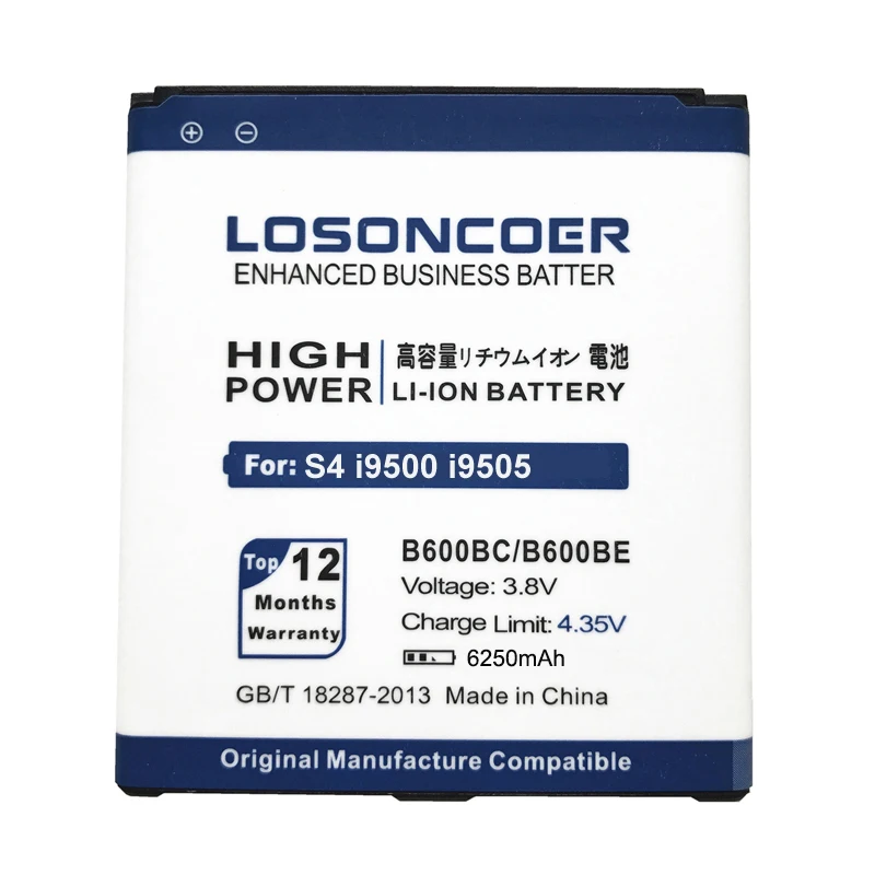 LOSONCOER 6250 мАч B600BC B600BE для samsung S4 Батарея i9508 i959 Гранд 2 i9500 Батарея i9505 i9502 SIV S4 Active i9295 Батарея