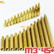30 шт. латунь M3 x 45+ 6 мм печатной платы Женский к мужчине материнской плате противостояние Hex Spacer