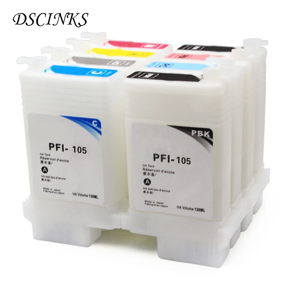 8 Pcs PFI-105 PFI-106 Refillable Ink Cartridge for Canon IPF6300S IPF6350S IPF6400S IPF6410S IPF 6300S 6350S 6400S 6410S PFI 105 |
