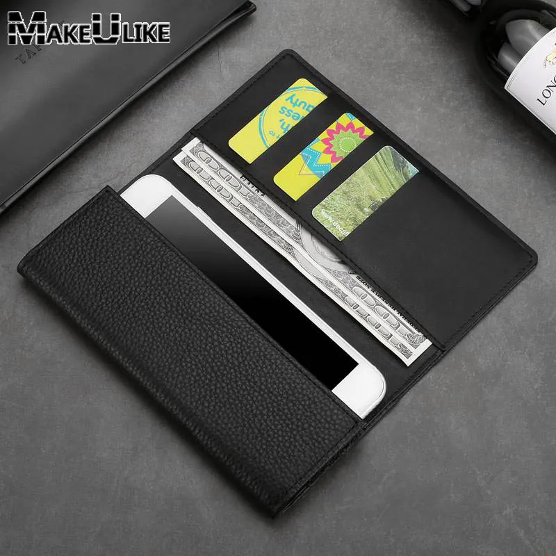 

MAKEULIKE For Apple Iphone 8 Plus Wallet Case Genuine Leather Universal Pouch For Iphone X 8 6 Plus 7 Plus Case Bags