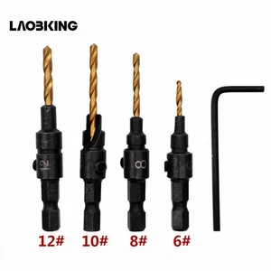 4 шт. 6 #8 #10 #12 #14 Шестигранная быстрая смена хвостовика Коническое сверло набор сверл для деревообработки