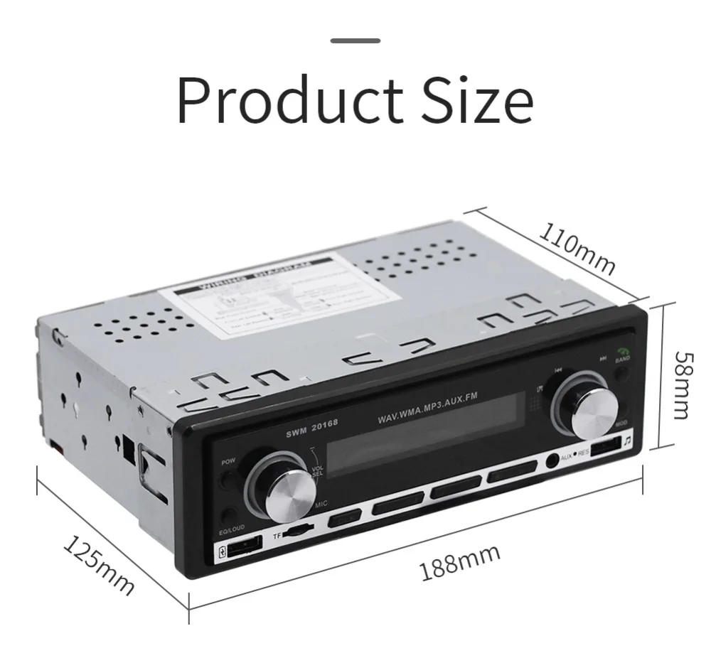 Car MP3 bluetooth Model Hands-Free Call Player Plug-in Card Radio 20168 Auto |
