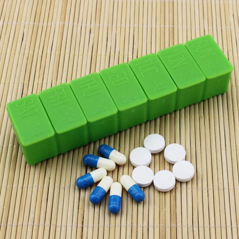 Yokee Новый Еженедельный 7 дней Tablet Pill Box с дизайном Брайля держатель Медицина