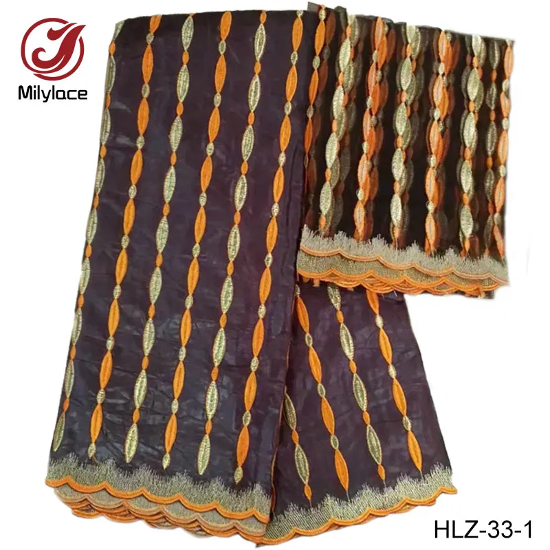 Новый шаблон африканская Базен хлопчатобумажная ткань 2 ярдов Тюль украшено