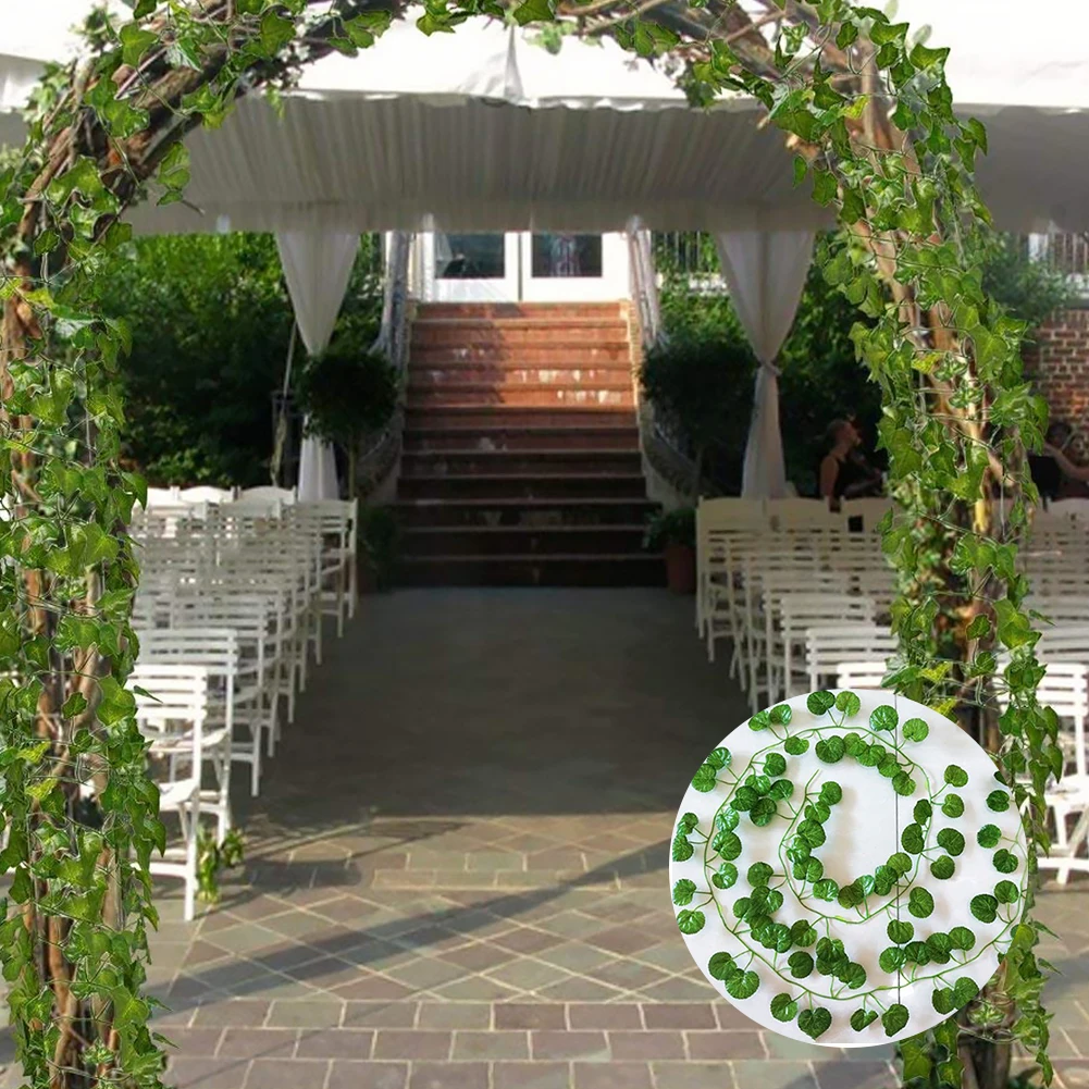 Artificial Fake Begonia Leaves Vines Hanging Plant Large Garland For Decor Indoor Outdoors - 12Pcs/Set As Shown | Дом и сад