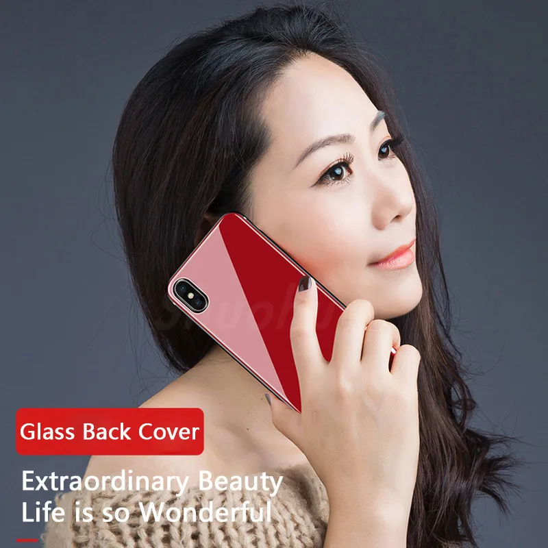Shuohu закаленное Стекло сзади + TPU чехол для Iphone 7 6S 6 Plus случаях Элитный силиконовый X