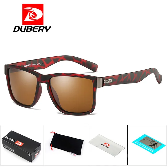 DUBERY поляризационные солнцезащитные очки мужские HD очки для вождения Ретро квадратные очки высокое качество Полароид линзы очки Gafas KD05X - Цвет линз: C4 Brown Lens