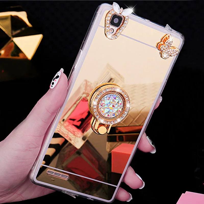

Luxury Shiny Mirror Case For iphone X XR XS Max Diamond Cover For iphone 5 5S 6 6s 7 Plus 8 7 Phone TPU Mirror Ring Holder Stand