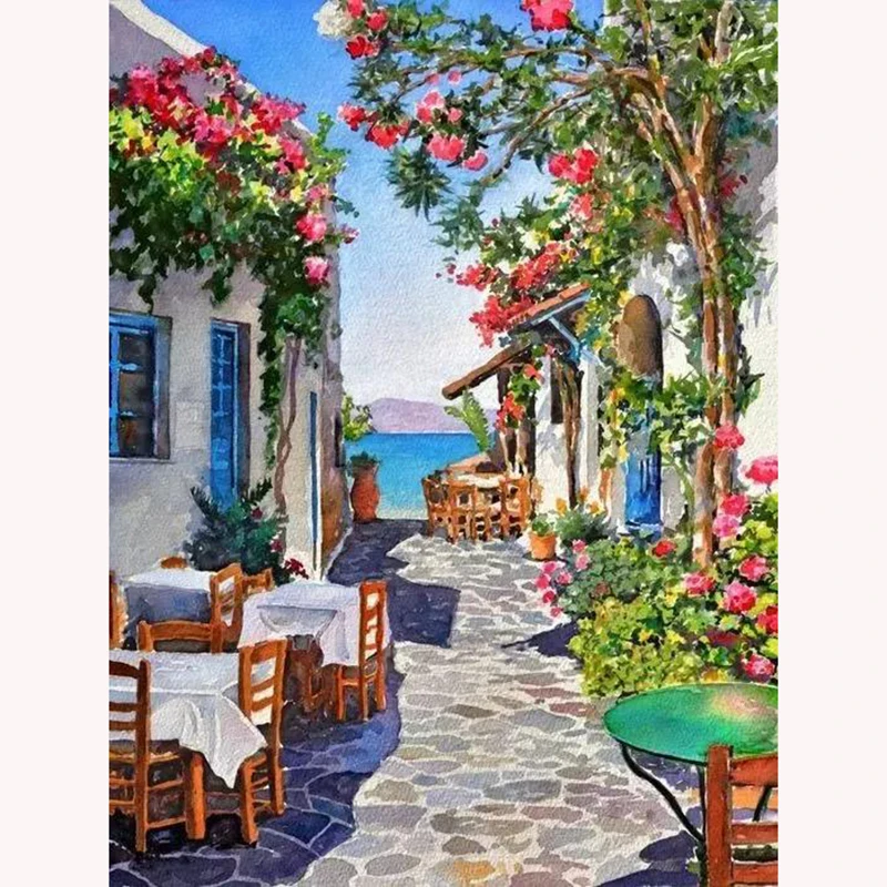 

diy full square/round diamond embroidery coastal town 5d diamond painting cross stitch mosaic needlework kits