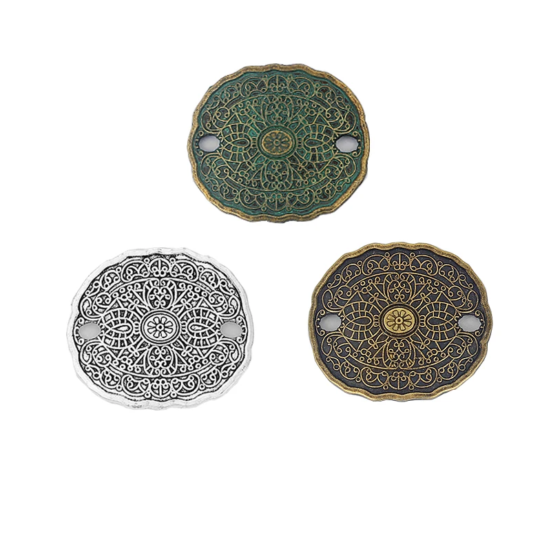 10pcs Oval Disc Connector Charms Pendants for Bracelet Jewelry Making Findings|Ювелирная фурнитура и компоненты| |