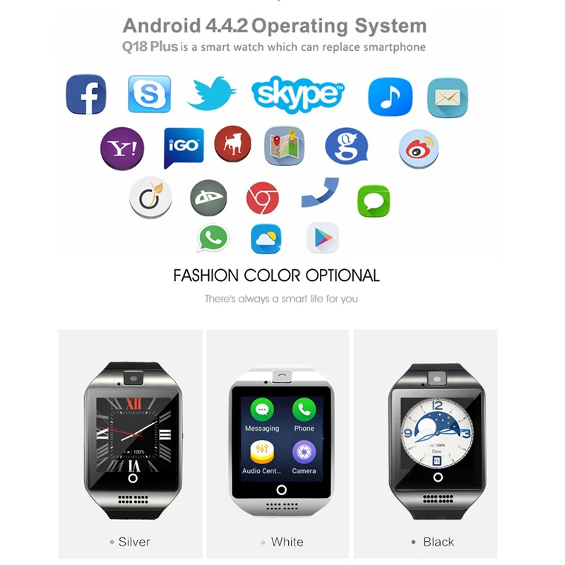 Smart watch q18 плюс mtk6572a ram 512 rom 4 г поддержка wi-fi 3 Г SIM GPS AGPS С HD Remoto Камеры Whatsapp Facebook Twitter