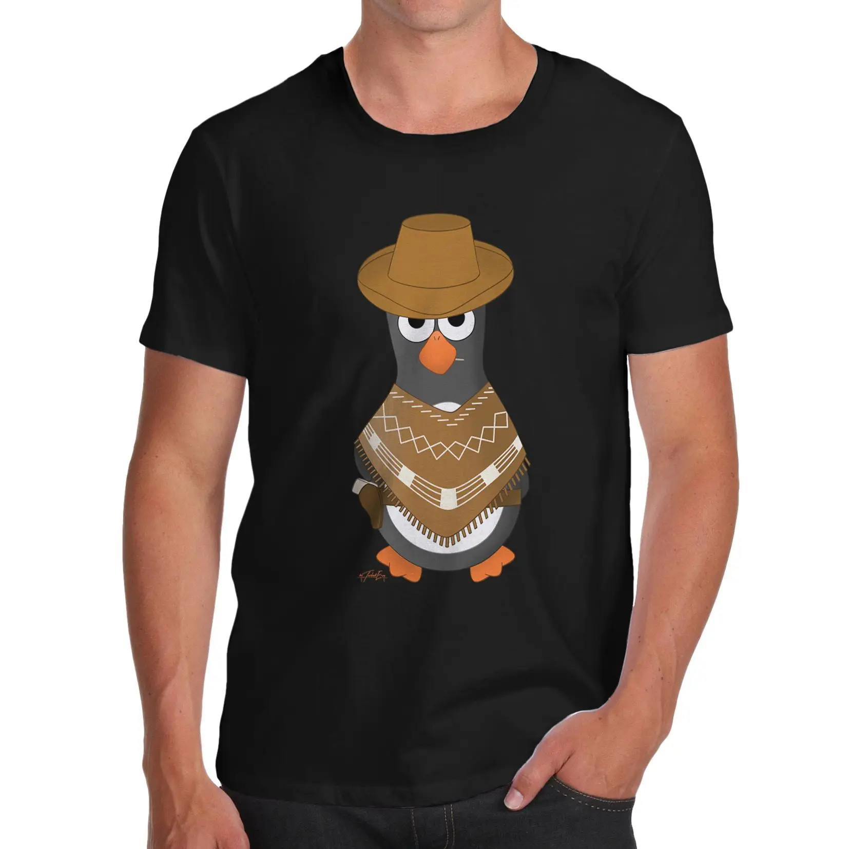 Скрученная зависть Мужская забавная футболка Guin Eastwood Penguin с мультипликационным