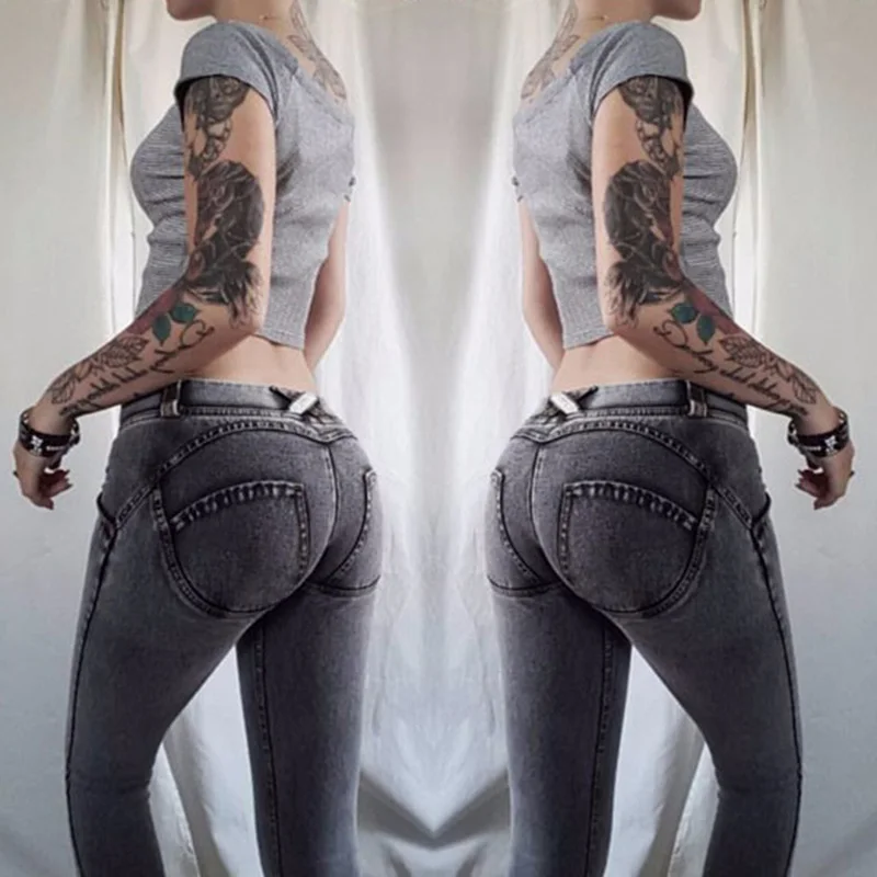 Grey Weweya, женские брюки, джинсы, повседневные джинсы для женщин, s, сексуальные сплайсированные брюки, джинсы с эффектом пуш-ап, pantalon, джинсы для женщин,, зимние брюки - Цвет: Grey