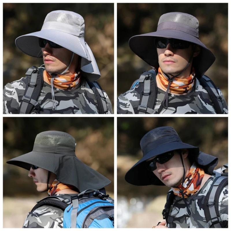 Waterproof Fishing Hats Outdoor Sun UV Protection Caps Breathable Hat Men Women Fishing Cap Wide Brim Hat for Hunting Hiking