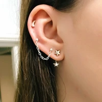 star moon chain earrings set for women bohemian silver color vintage long earring stud female brincos 2019 fashion beach jewelry