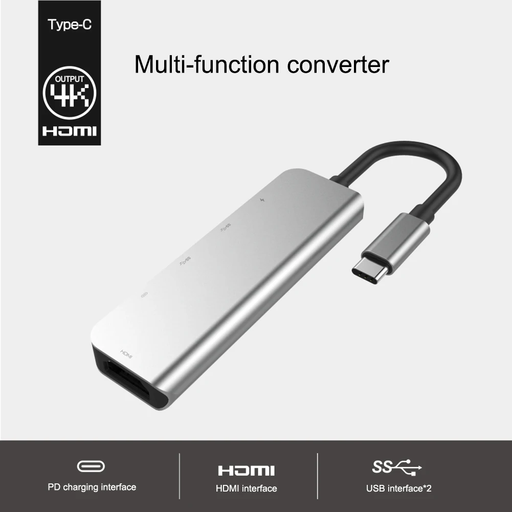 Адаптер USB C HDMI для MacBook Pro 2018/2016/2017 адаптер концентратор Type выход 5 в 1 2 порта 3
