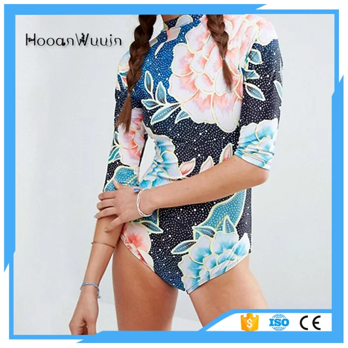 Купальный костюм бикини пикантные Короткие рукава с цветочным принтом для