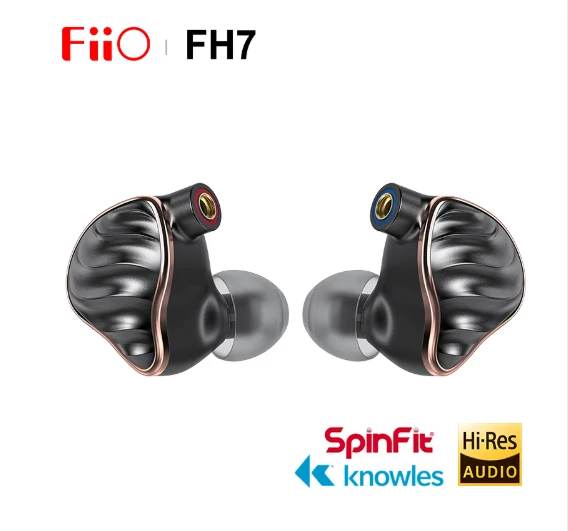 Hi Fi аудио наушники FiiO FH7 Res бериллий PVD 5 драйвер (4 Knowles BA + 1DD) гибридные со съемным
