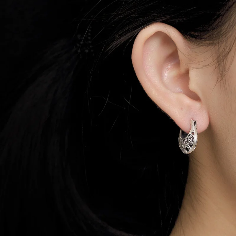 Серьги-клипсы женские из серебра 990 пробы с цветком сливы | Украшения и аксессуары
